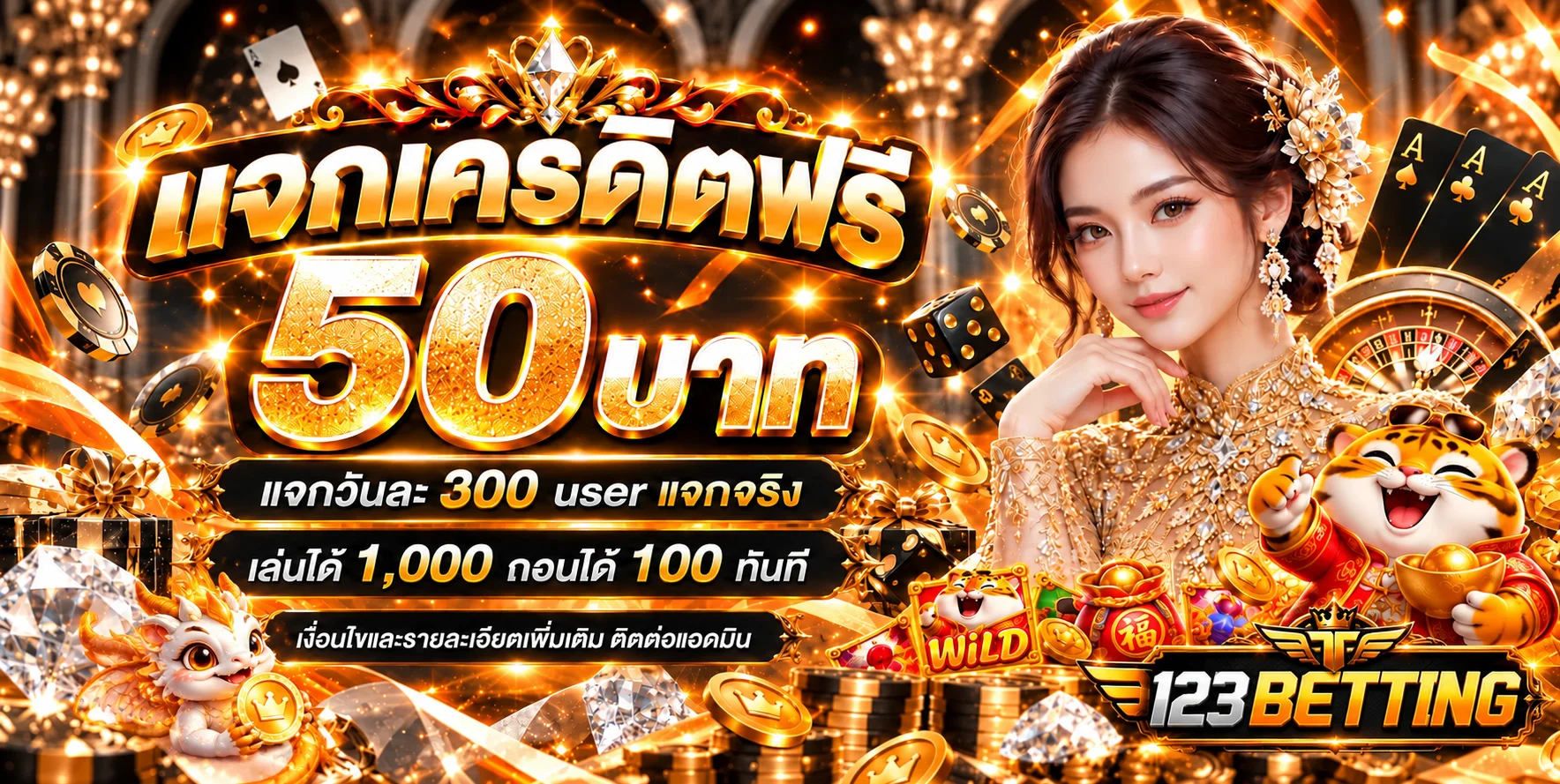 แบนเนอร์สล็อตออนไลน์ 123BETTING พร้อมตัวละครแฟนตาซี